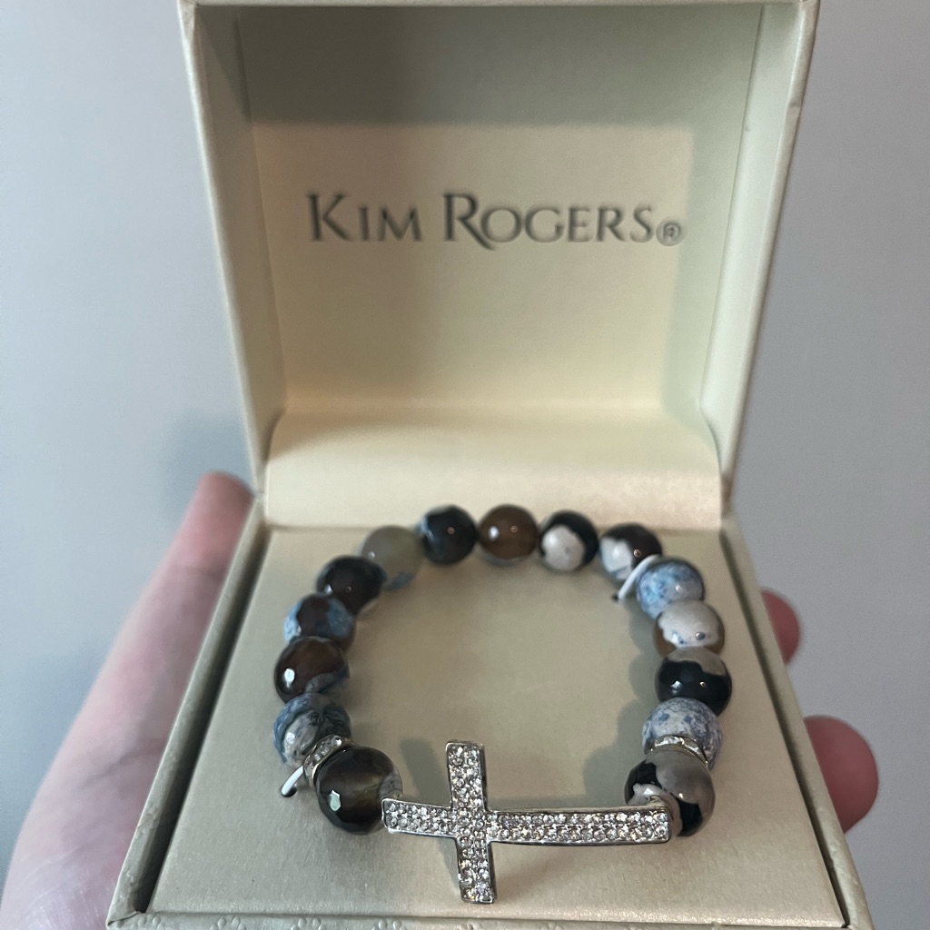Kim Rogers Multicolor Beaded Bracelet With Silver Cross 15$